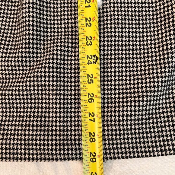 Vtg Vinci Black White Houndstooth Pencil Skirt Wool Back Slit Size 12 Pockets - Picture 10 of 13